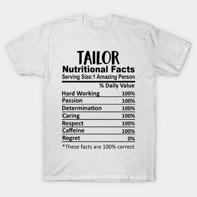 Tailor Nutrition Facts Funny T-Shirt by HeroGifts